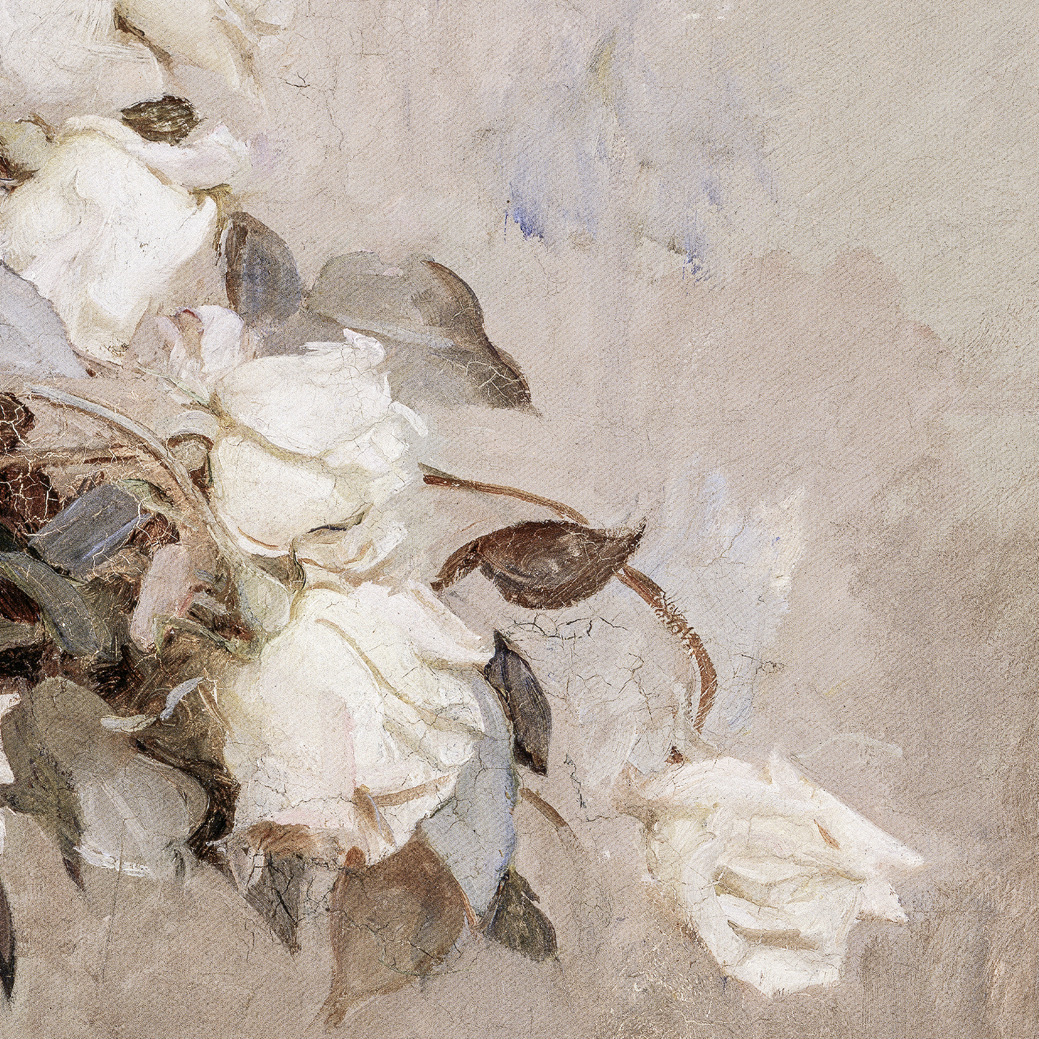 roses in a blue vase detail 3